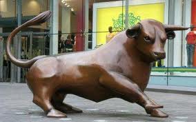 Statue of steel Bull at Birmingham Bullring