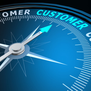 Conceptual customer service image of clock